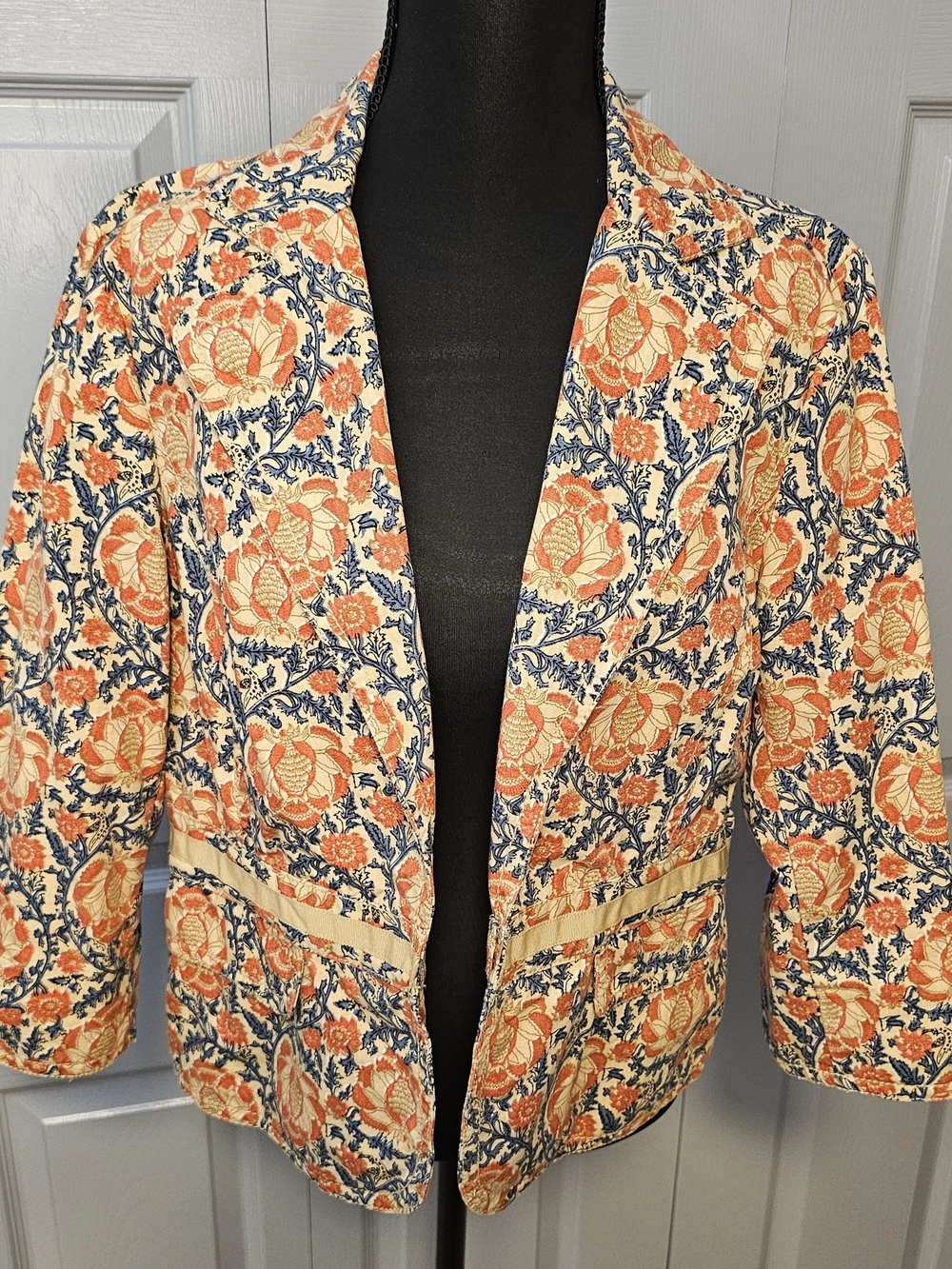 Liz Claiborne Vintage Blazer with Orange Floral & Navy Vines